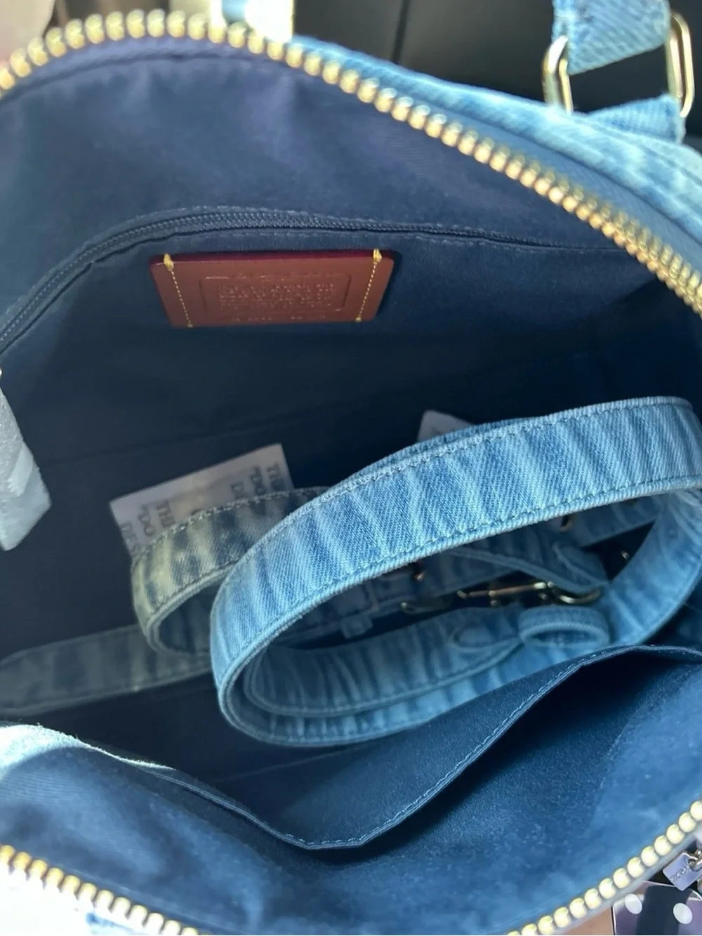 Coach loved denim medium rowan satchel / charms included